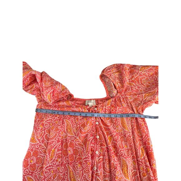 Cleobella Orange Paisley Print Button Front Boho Bohemian Grace Mini Dress Small - Picture 10 of 12